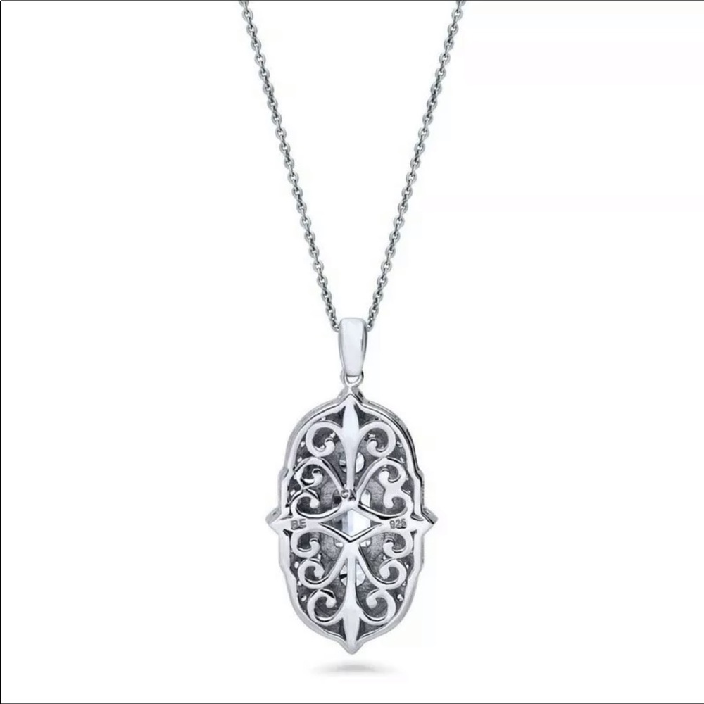 New 3Pc White Gold Cubic Zircon Necklace/ER Set - Picture 6 of 12
